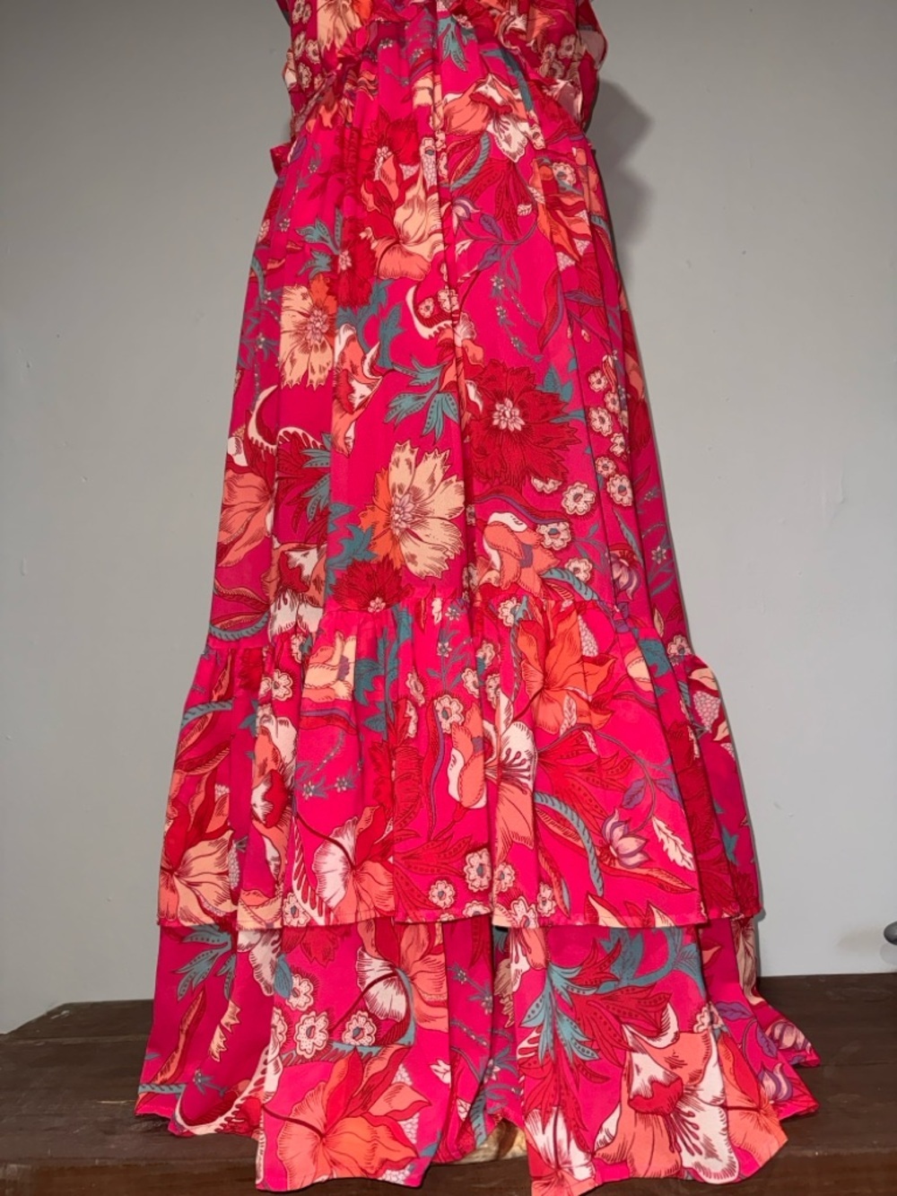 Flying Tomato Hot Pink Floral Tiered Dress - Picture 4 of 6